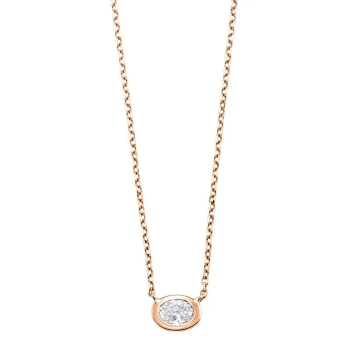Gems One Earrings 14K Rose Gold Oval Shaped Diamond Pendent 025 CTW