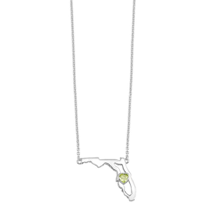 Gems One Necklaces Sterling Silver Peridot Heart in Florida Necklace