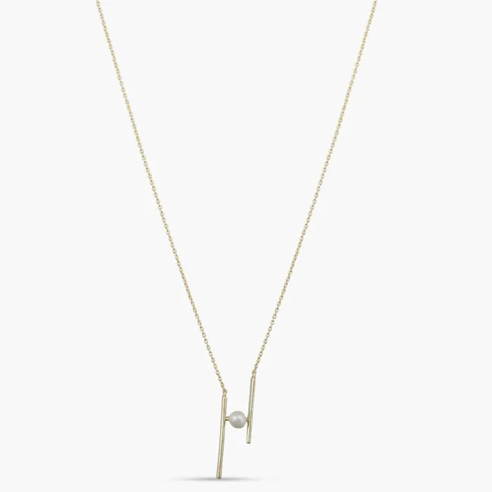 Halo Pearl Gold Plated Silver Pendant Necklace SILVER Necklaces