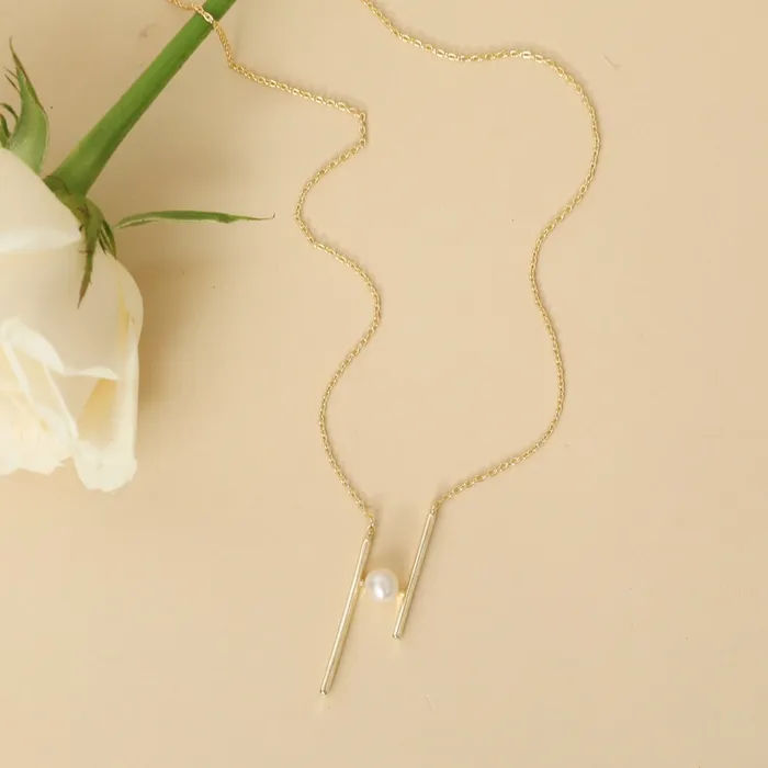 Halo Pearl Gold Plated Silver Pendant Necklace SILVER Necklaces