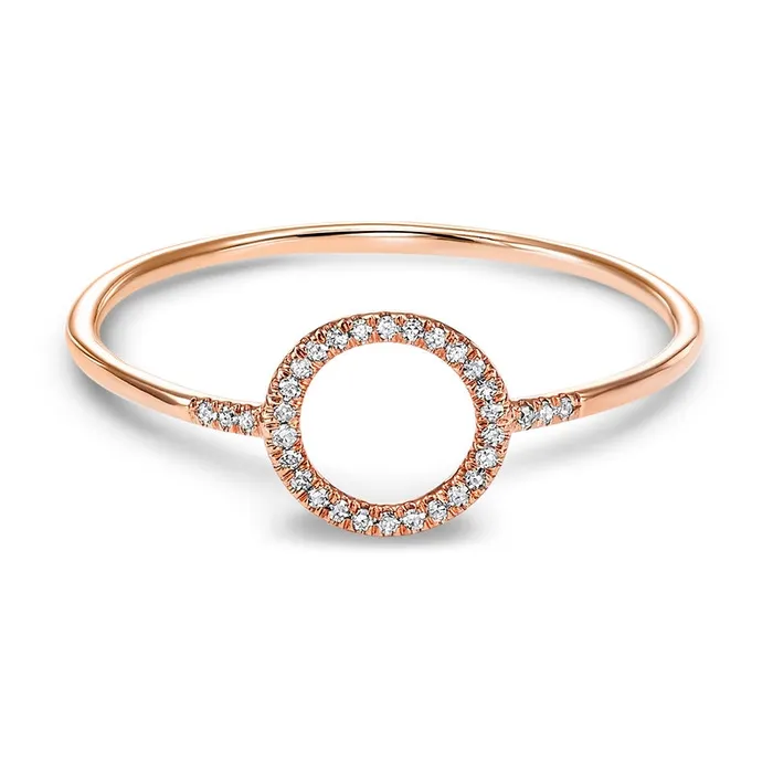 International Diamond Center 14kt Rose Gold Circular Cut Out Diamond Ring Rings International Diamond Center 14kt Rose Gold Circular Cut Out Diamond Ring Rings
