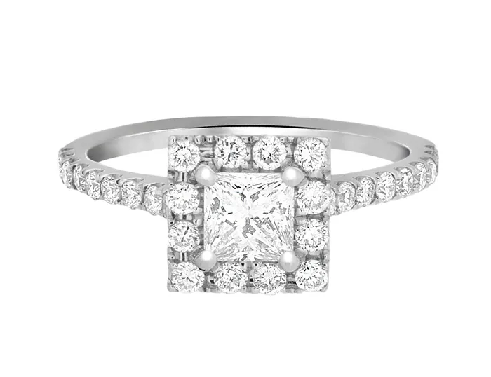 International Diamond Center Complete Rings White Gold with 05 CTW Princess Diamond Diamond Center Stone Halo Engagement Ring Rings International Diamond Center Complete Rings White Gold with 05 CTW Princess Diamond Diamond Center Stone Halo Engagement Ring Rings