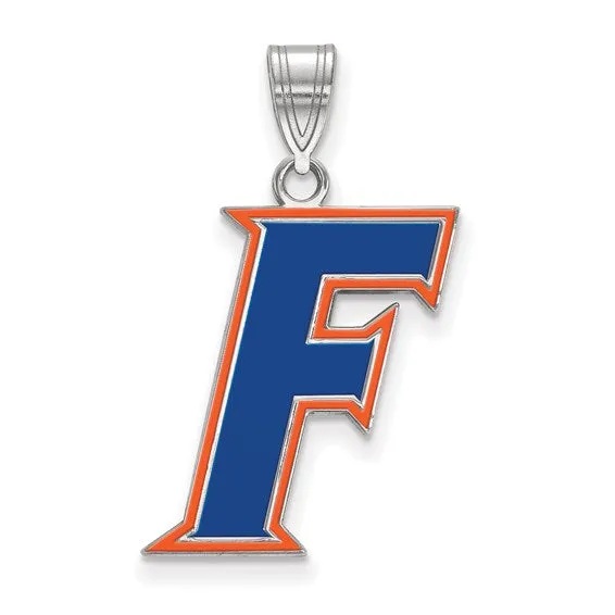 International Diamond Center Necklaces Sterling Silver Rhodiumplated LogoArt University of Florida Letter F Large Enameled Pendant International Diamond Center Necklaces Sterling Silver Rhodiumplated LogoArt University of Florida Letter F Large Enameled Pendant