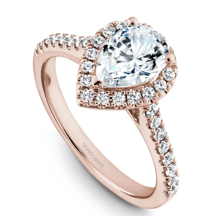 International Diamond Center Noam Carver Rose Gold Diamond Engagement Ring Setting with Pear Center Stone and Halo 039 CTW Rings International Diamond Center Noam Carver Rose Gold Diamond Engagement Ring Setting with Pear Center Stone and Halo 039 CTW Rings