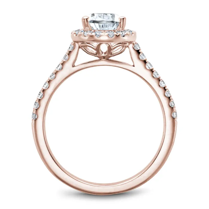 International Diamond Center Noam Carver Rose Gold Diamond Engagement Ring Setting with Pear Center Stone and Halo 039 CTW Rings