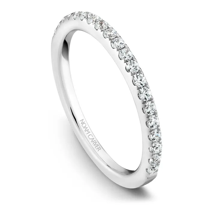 International Diamond Center Noam Carver White Gold Split Shank Diamond Engagement Ring Setting with Emerald Center Stone and Halo Rings