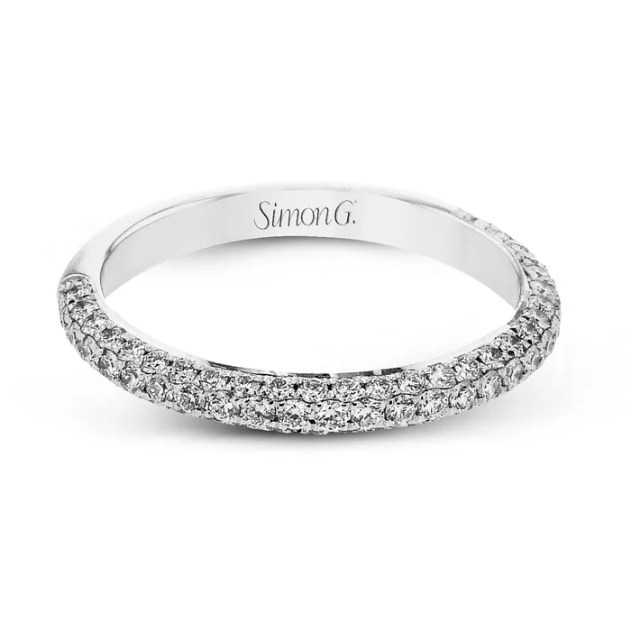 International Diamond Center PreStyled Sets Simon G Wedding Band in 18k Gold with Diamonds 064CTW