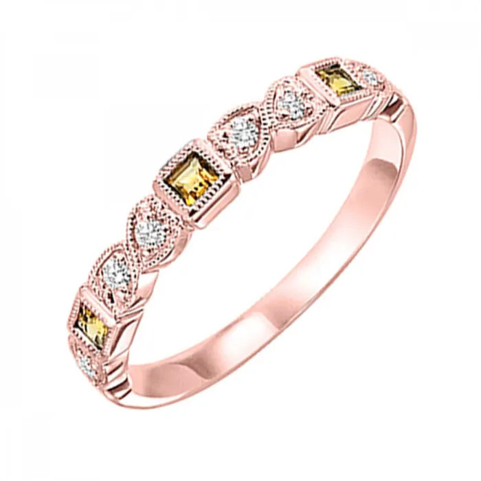 International Diamond Center Rings 14K Gold Stackable Diamond Citrine Band 010CTW International Diamond Center Rings 14K Gold Stackable Diamond Citrine Band 010CTW