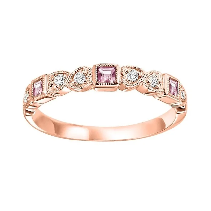 International Diamond Center Rings 14K Rose Gold Mix Bezel Alexandrite Band International Diamond Center Rings 14K Rose Gold Mix Bezel Alexandrite Band