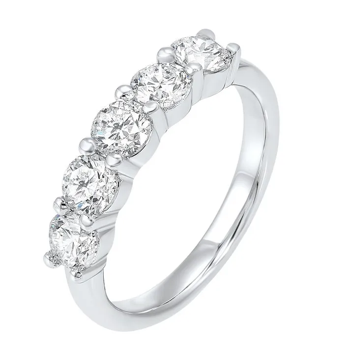International Diamond Center Rings 14K White Gold 5 Stone Shared Prong Diamond Band 1 12CT International Diamond Center Rings 14K White Gold 5 Stone Shared Prong Diamond Band 1 12CT