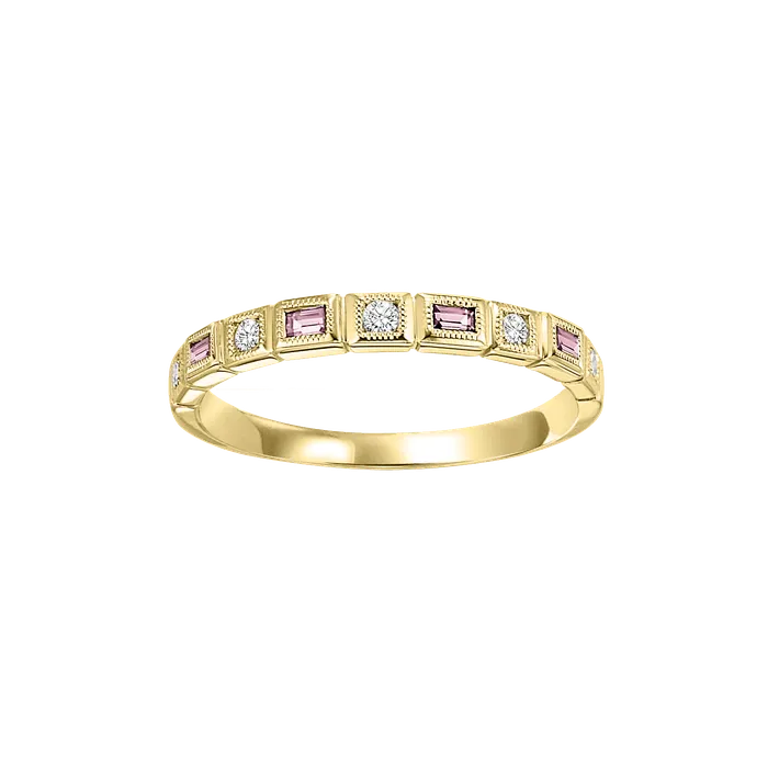 International Diamond Center Rings 14k Yellow Gold Mix Bezel Pink Tourmaline Band 112CT International Diamond Center Rings 14k Yellow Gold Mix Bezel Pink Tourmaline Band 112CT