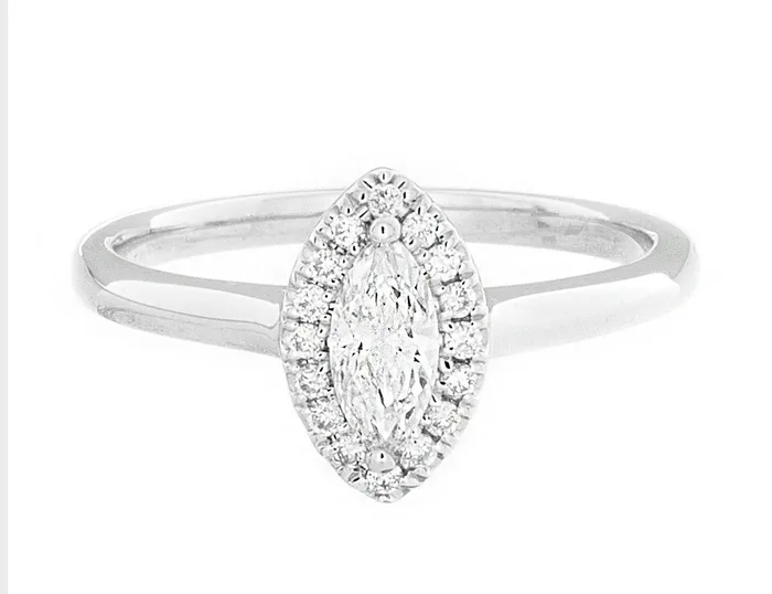 International Diamond Center Rings Complete Rings White Gold with 027 CTW Marquise Diamond Diamond Center Stone Halo Engagement Ring International Diamond Center Rings Complete Rings White Gold with 027 CTW Marquise Diamond Diamond Center Stone Halo Engagement Ring
