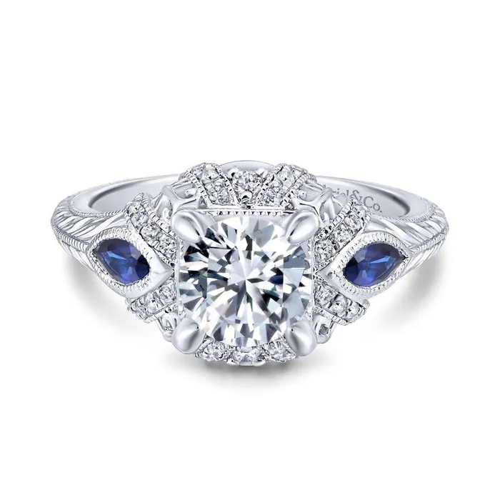 International Diamond Center Rings Gabriel Victorian Collection White Gold 3Stone Halo Engagement Ring 015 CTW International Diamond Center Rings Gabriel Victorian Collection White Gold 3Stone Halo Engagement Ring 015 CTW