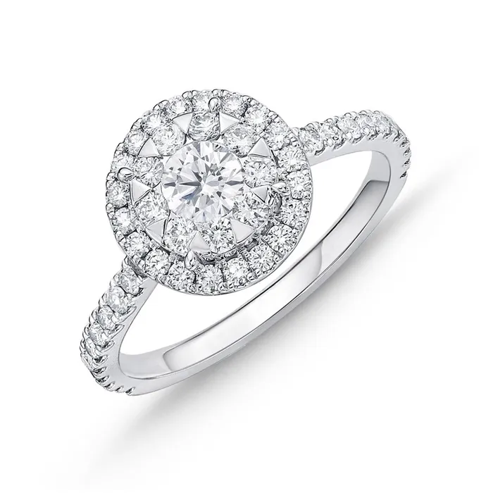 International Diamond Center Rings IDC Signature Collection White Gold Bouquet Halo Engagement Ring 61ctw approx