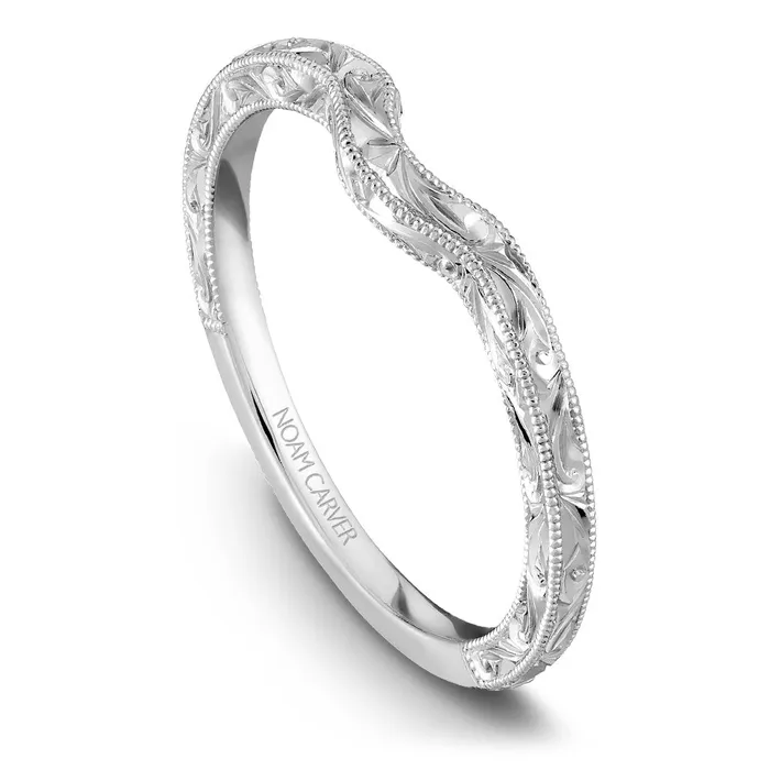 International Diamond Center Rings Noam Carver White Gold Carved Shank Engagement Ring Setting 006 CTW