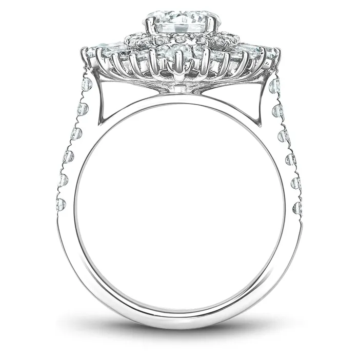 International Diamond Center Rings Noam Carver White Gold Double Halo of Baguettes and Rounds Diamond Engagement Ring Setting 151 CTW