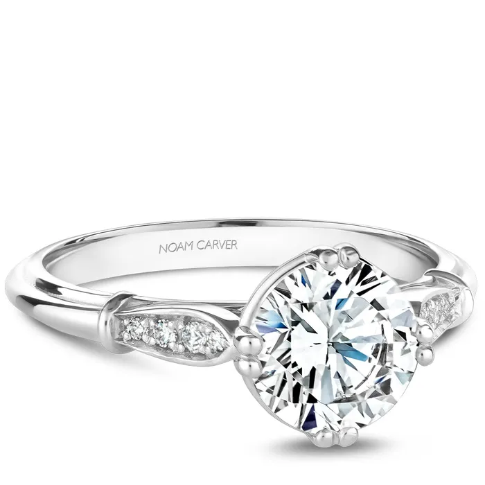 International Diamond Center Rings Noam Carver White Gold Vintage Diamond Engagement Ring Setting 006 CTW