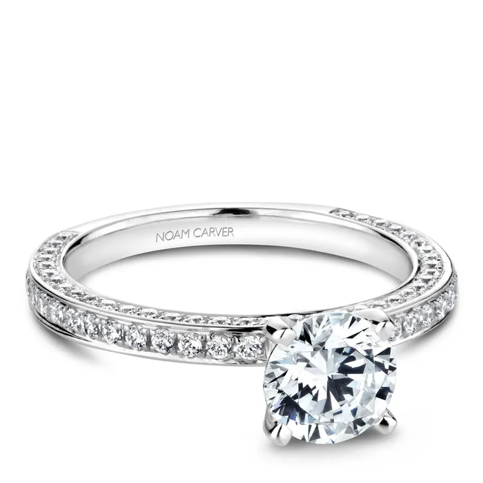 International Diamond Center Rings Noam Carver White Gold Vintage Diamond Engagement Ring Setting 064 CTW