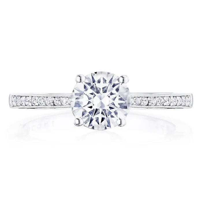 International Diamond Center Rings Tacori 14k White Gold Coastal Crescent Collection Classic Engagement Ring Setting 014CTW