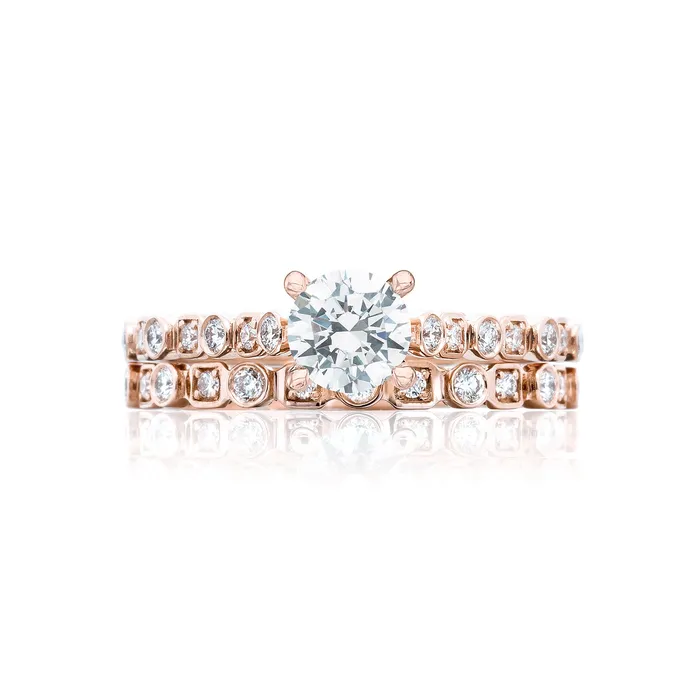 International Diamond Center Rings Tacori 18k Rose Gold Sculpted Crescent Round Diamond Engagement Ring Setting 018 CTW International Diamond Center Rings Tacori 18k Rose Gold Sculpted Crescent Round Diamond Engagement Ring Setting 018 CTW