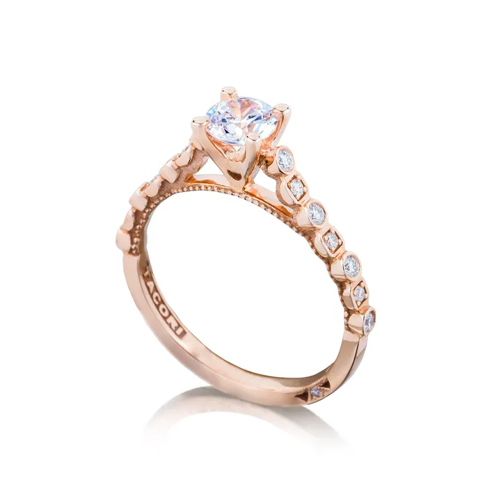 International Diamond Center Rings Tacori 18k Rose Gold Sculpted Crescent Round Diamond Engagement Ring Setting 018 CTW International Diamond Center Rings Tacori 18k Rose Gold Sculpted Crescent Round Diamond Engagement Ring Setting 018 CTW