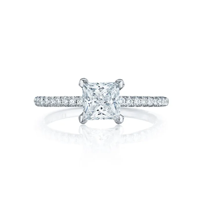 International Diamond Center Rings Tacori 18k White Gold Petite Crescent Princess Diamond Engagement Ring Setting 023 CTW International Diamond Center Rings Tacori 18k White Gold Petite Crescent Princess Diamond Engagement Ring Setting 023 CTW