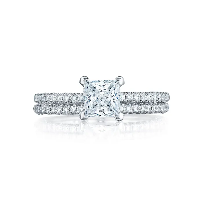 International Diamond Center Rings Tacori 18k White Gold Petite Crescent Princess Diamond Engagement Ring Setting 023 CTW International Diamond Center Rings Tacori 18k White Gold Petite Crescent Princess Diamond Engagement Ring Setting 023 CTW