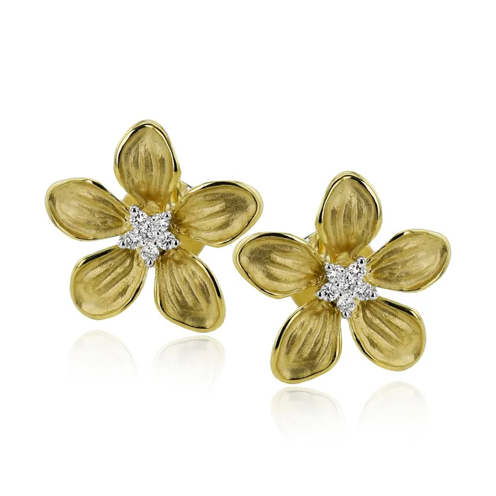 International Diamond Center Simon G le2319 Flower Stud Earrings in 18k Gold with Diamonds Earrings International Diamond Center Simon G le2319 Flower Stud Earrings in 18k Gold with Diamonds Earrings