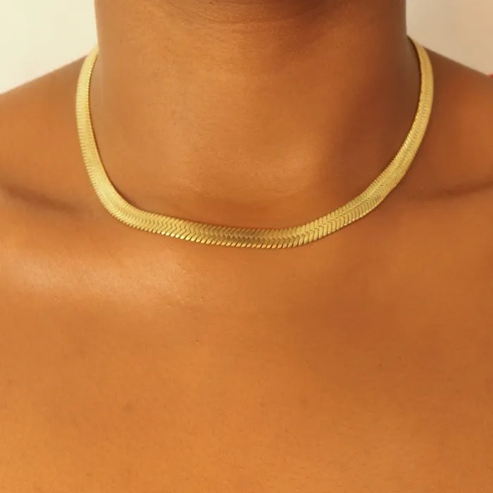 Jamila 18ct Gold Plated Stainless Steel Snake Choker Necklace Omolola Jewellery Necklaces Jamila 18ct Gold Plated Stainless Steel Snake Choker Necklace Omolola Jewellery Necklaces