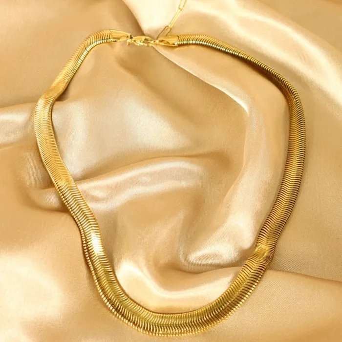Jamila 18ct Gold Plated Stainless Steel Snake Choker Necklace Omolola Jewellery Necklaces
