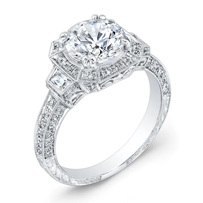 Jolie Designs Round Diamond Halo Engagement Ring 051 CTW International Diamond Center Rings Jolie Designs Round Diamond Halo Engagement Ring 051 CTW International Diamond Center Rings