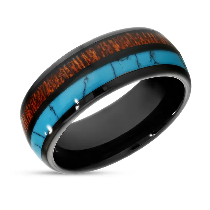 Kow Wood Turquoise Wedding Ring 8mm Wedding Ring Dome Wedding Ring Black Clean Casting Jewelry Rings Kow Wood Turquoise Wedding Ring 8mm Wedding Ring Dome Wedding Ring Black Clean Casting Jewelry Rings
