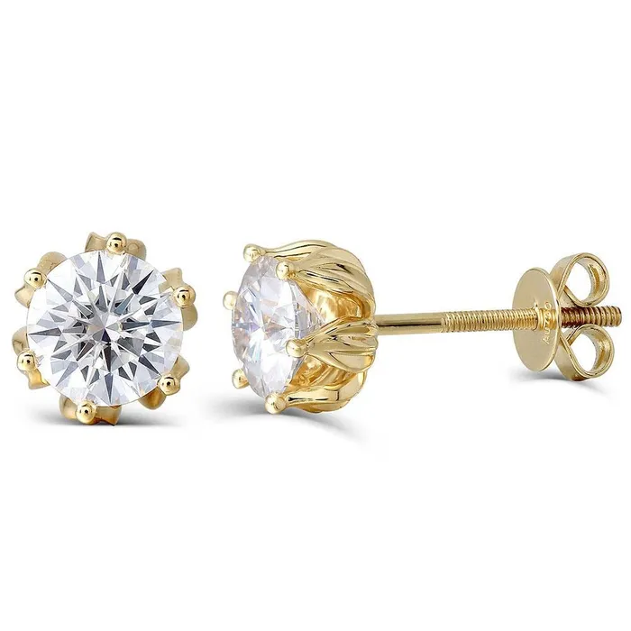 Luxus Moissanite Rings Jewelry Earrings 14k Yellow Gold Flower Moissanite Stud Earrings 2ctw Luxus Moissanite Rings Jewelry Earrings 14k Yellow Gold Flower Moissanite Stud Earrings 2ctw