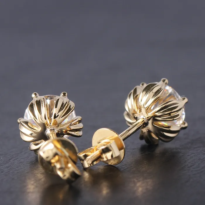 Luxus Moissanite Rings Jewelry Earrings 14k Yellow Gold Flower Moissanite Stud Earrings 2ctw