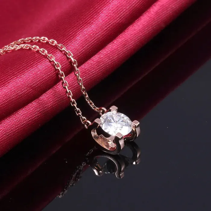 Luxus Moissanite Rings Jewelry Necklaces 14k Rose Gold Moissanite Necklace 1ct