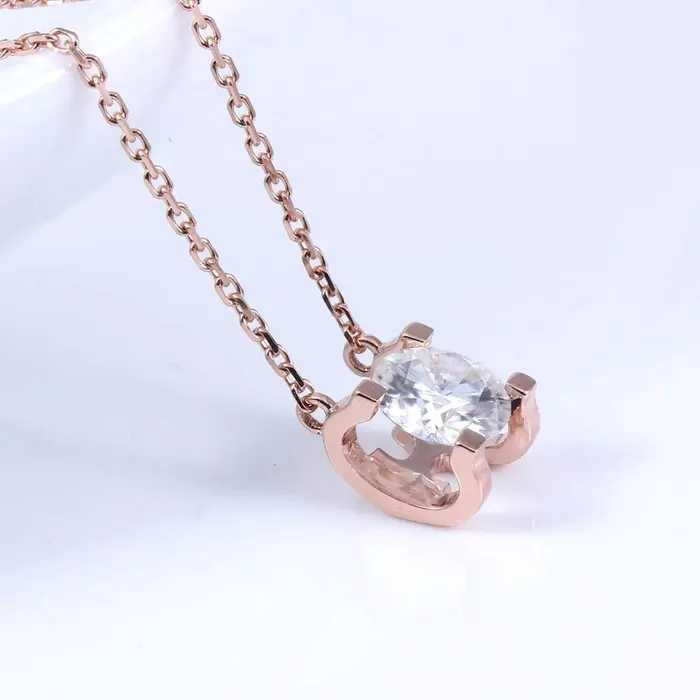 Luxus Moissanite Rings Jewelry Necklaces 14k Rose Gold Moissanite Necklace 1ct