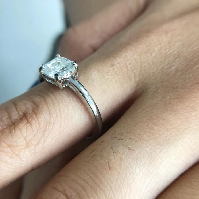 Luxus Moissanite Rings Jewelry Rings Platinum Plated Silver Solitiare Moissanite Ring 2ct