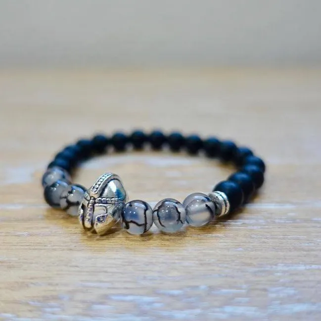 Magic Crystals Bracelets Tourmalinated Quartz and Black Onyx Matte Stone Warrior Bracelet