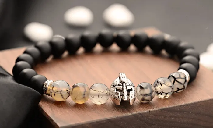 Magic Crystals Bracelets Tourmalinated Quartz and Black Onyx Matte Stone Warrior Bracelet