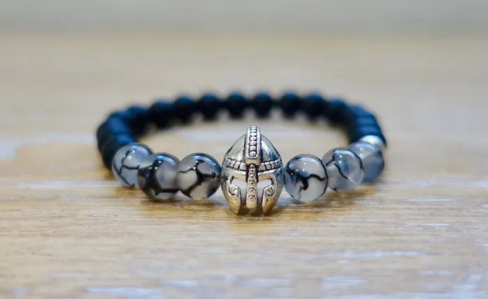 Magic Crystals Bracelets Tourmalinated Quartz and Black Onyx Matte Stone Warrior Bracelet