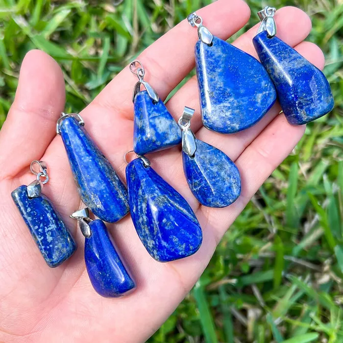 Magic Crystals Necklaces Grade A Genuine Lapis Lazuli Stone Free Form Necklace