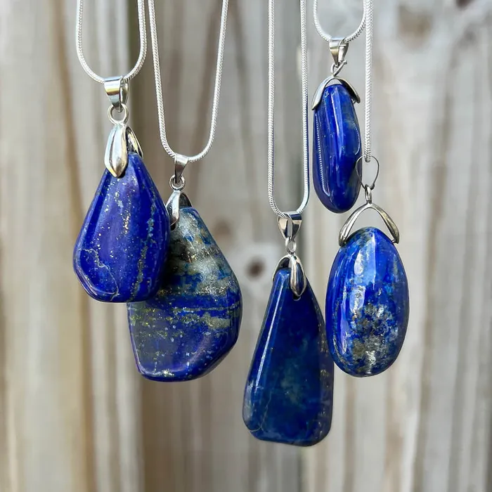 Magic Crystals Necklaces Grade A Genuine Lapis Lazuli Stone Free Form Necklace