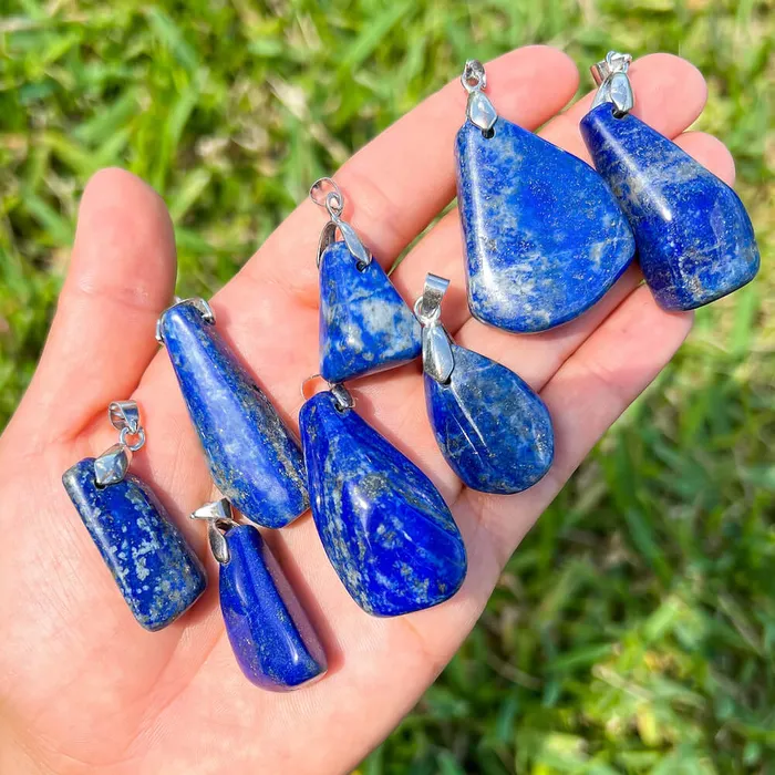 Magic Crystals Necklaces Grade A Genuine Lapis Lazuli Stone Free Form Necklace