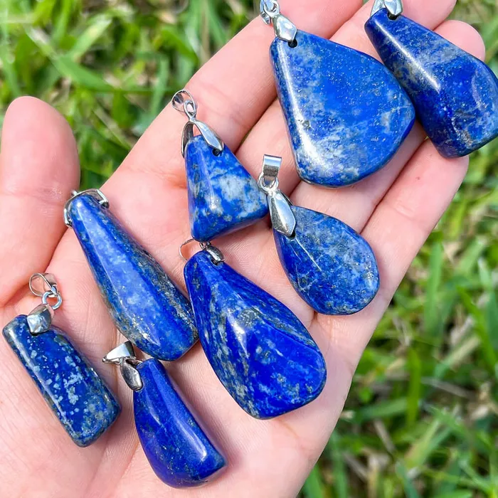 Magic Crystals Necklaces Grade A Genuine Lapis Lazuli Stone Free Form Necklace