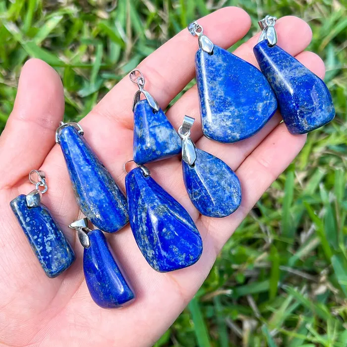Magic Crystals Necklaces Grade A Genuine Lapis Lazuli Stone Free Form Necklace