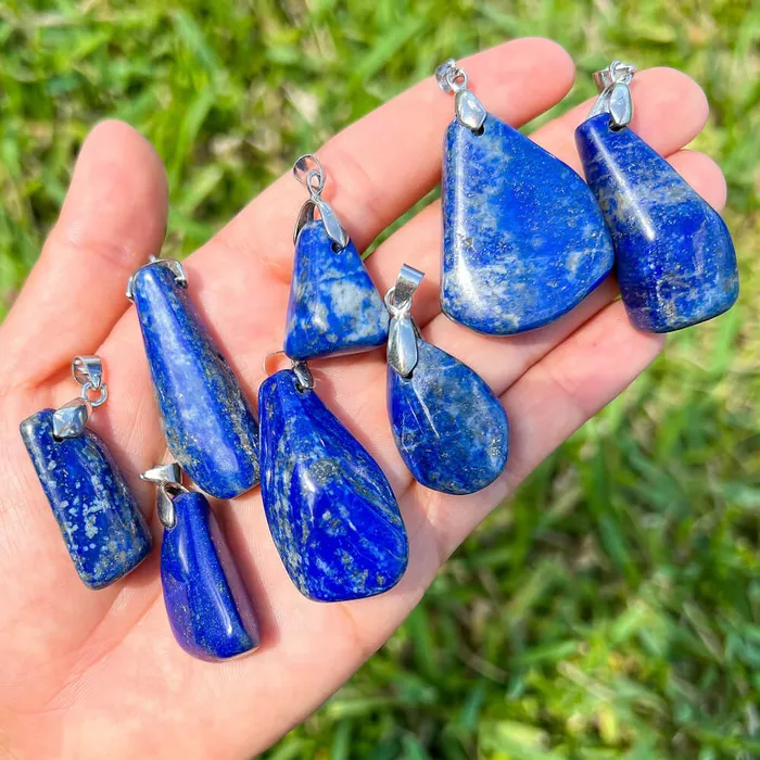 Magic Crystals Necklaces Grade A Genuine Lapis Lazuli Stone Free Form Necklace