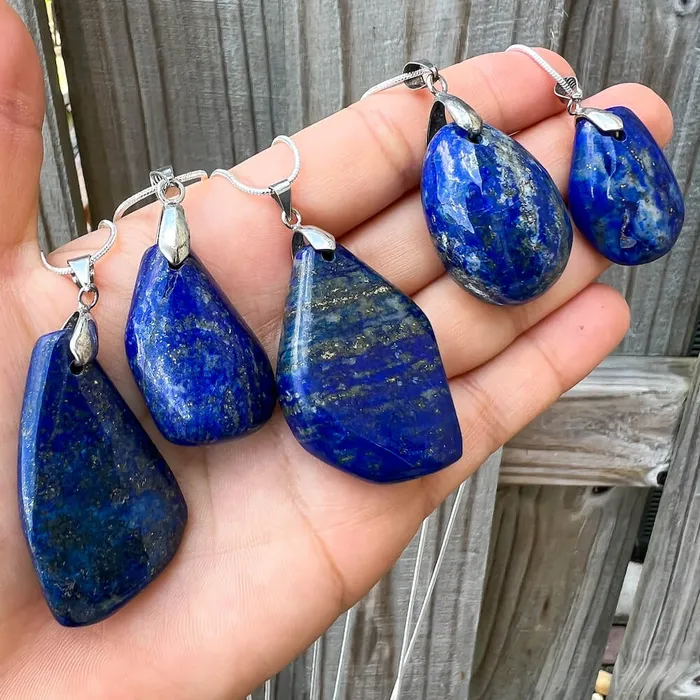 Magic Crystals Necklaces Grade A Genuine Lapis Lazuli Stone Free Form Necklace