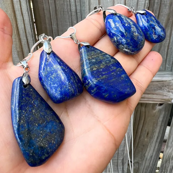 Magic Crystals Necklaces Grade A Genuine Lapis Lazuli Stone Free Form Necklace