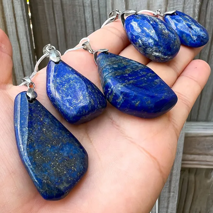 Magic Crystals Necklaces Grade A Genuine Lapis Lazuli Stone Free Form Necklace