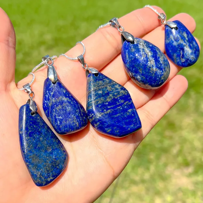 Magic Crystals Necklaces Grade A Genuine Lapis Lazuli Stone Free Form Necklace